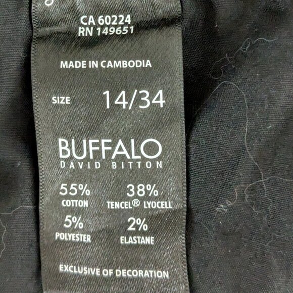 BUFFALO David Bitton "Hanna" High Rise Skinny Stretch Black/Gray Jeans; Size 14 - Picture 6 of 6